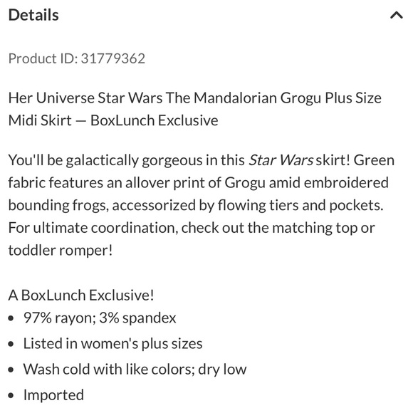 EUC Her Universe Star Wars The Mandalorian Grogu Plus Size Midi Skirt - Picture 11 of 12